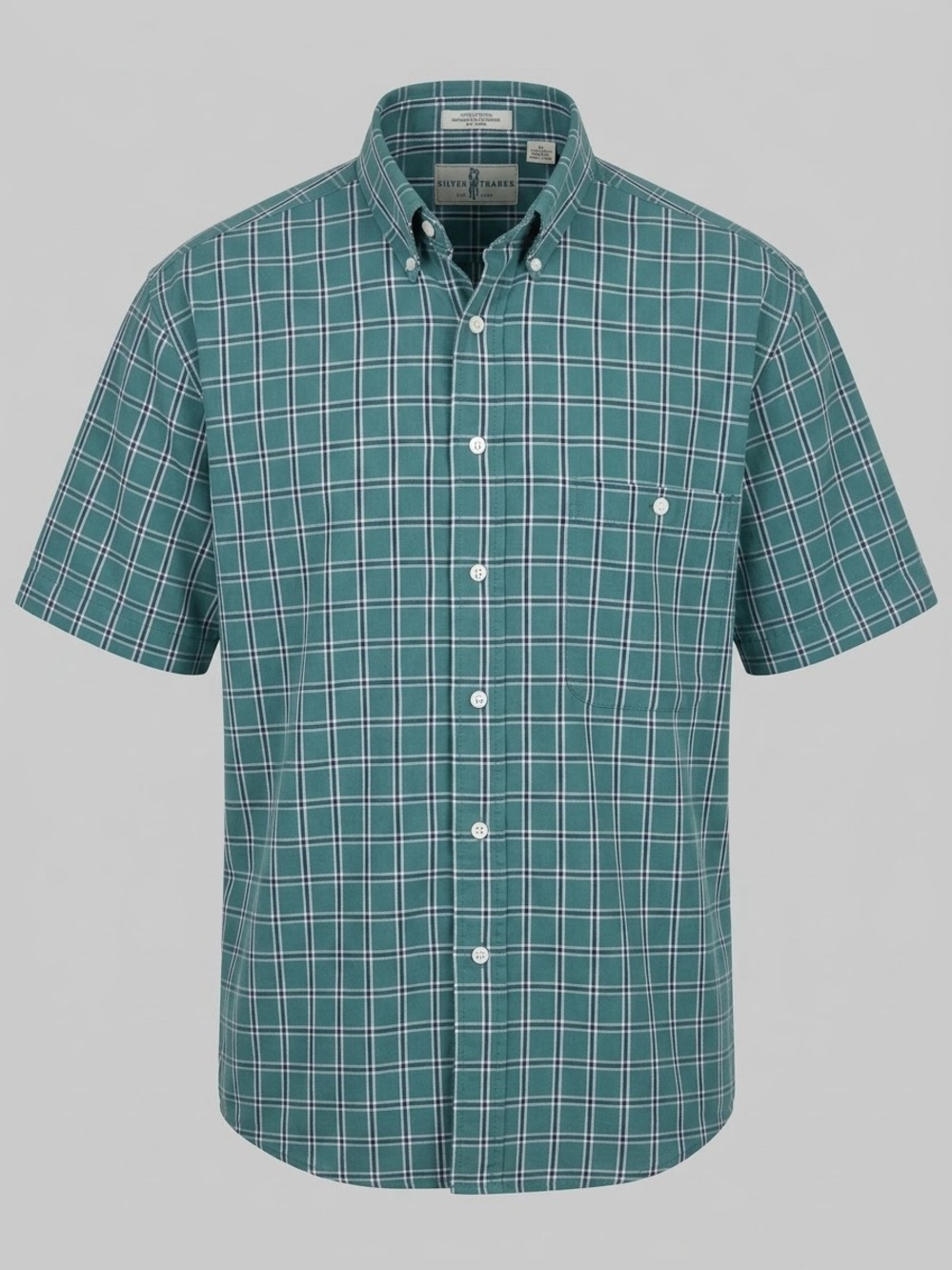Vintage River Trader Short Sleeve Plaid Button-Down Shirt Size Large